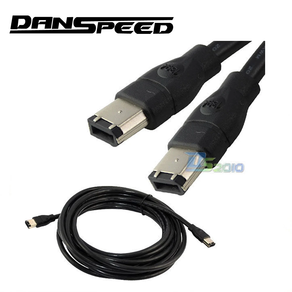 

DANSPEED 6Ft 10Ft 15Ft Firewire 400 IEEE 1394 6 Pin Male to 6 Pin Male Fast DV iLink Cable Length 1.8m 3m 4.5m