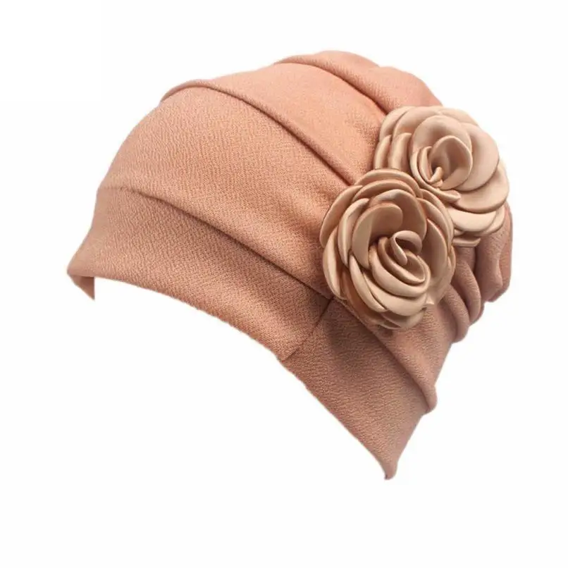 Банданы с цветочным принтом женские индийские растягивающиеся повязки на голову цветок запатентованная химиотерапия шляпа леди шапочки шарф Тюрбан, повязка на голову хиджаб HatJY302 - Цвет: Khaki