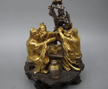 

China 100% Bronze 24K Gold Three Brothers Guan Yu Liu Bei Zhang Fei Statue