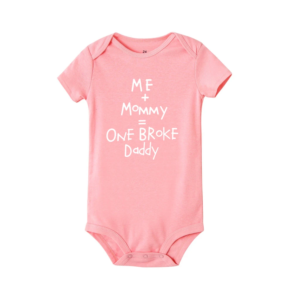 Me + Mommy = One break Daddy/белая забавная одежда с буквенным принтом для новорожденных