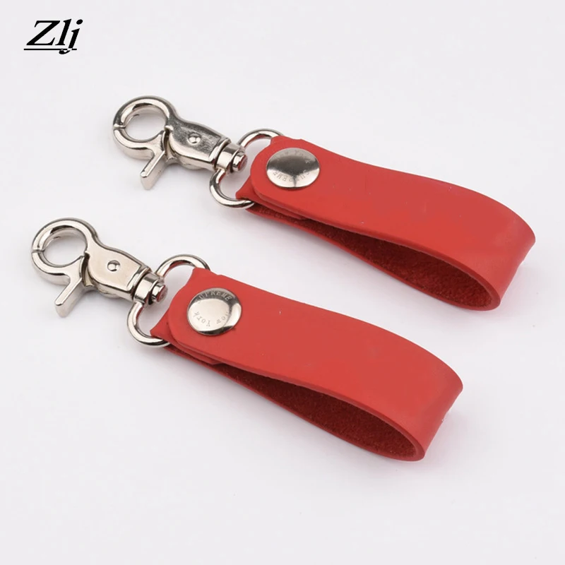 

Keychain Leather Women Key Holder Buckle Red Keyring Wallet Key Chain for Motorcycles Scooters Cars Keychain Jewelry Pocket Ring