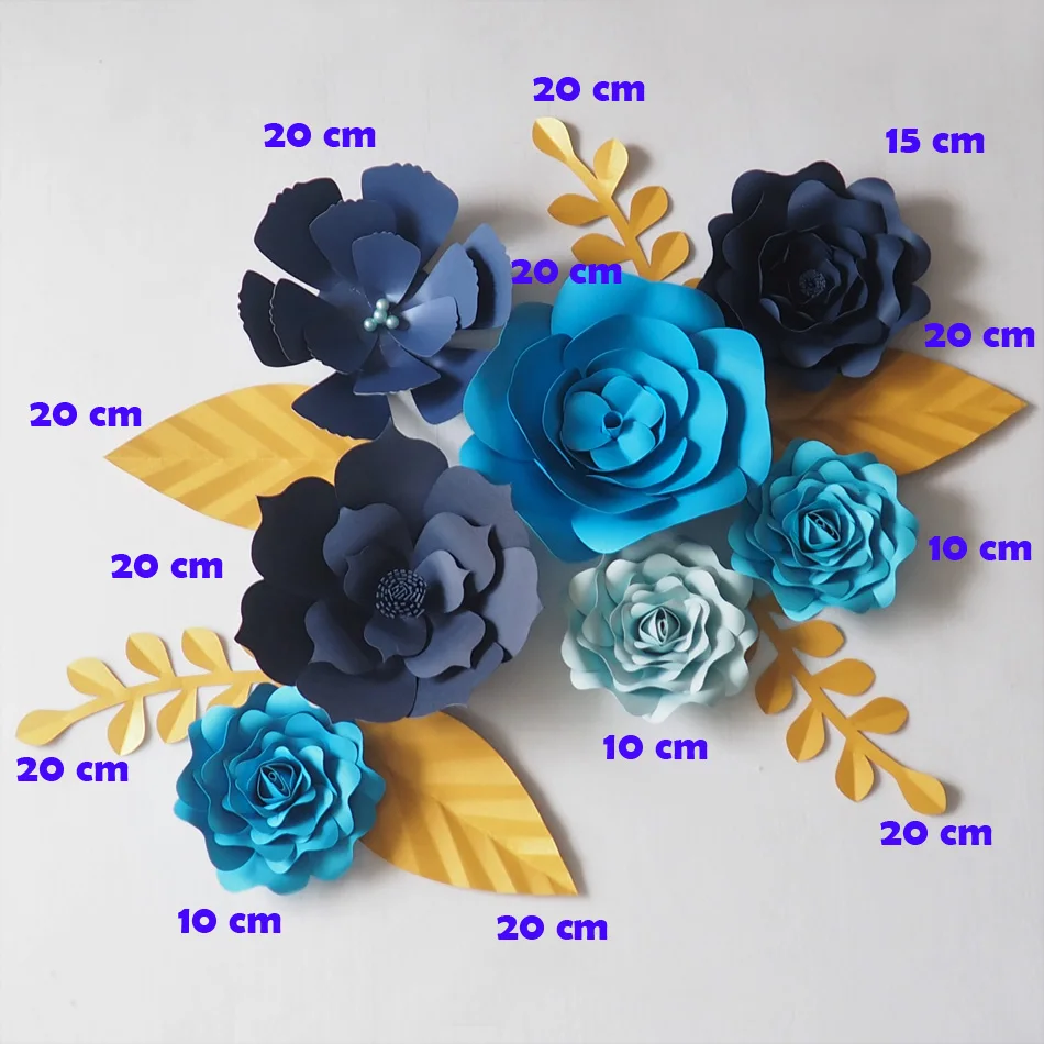 

DIY Blue Giant Paper Flowers Backdrop Artificial Handmade Flower 7PCS+Leaves 6PCS Wedding & Party Deco Home Decoration Video