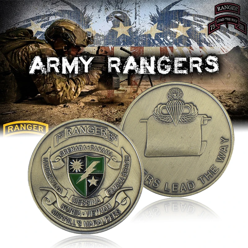 

WR Ranges Lead the Way US Army Bronze Plated Commemorative Coin with Plastic Capsule Merrill's Marauders Metal Coins for Gifts