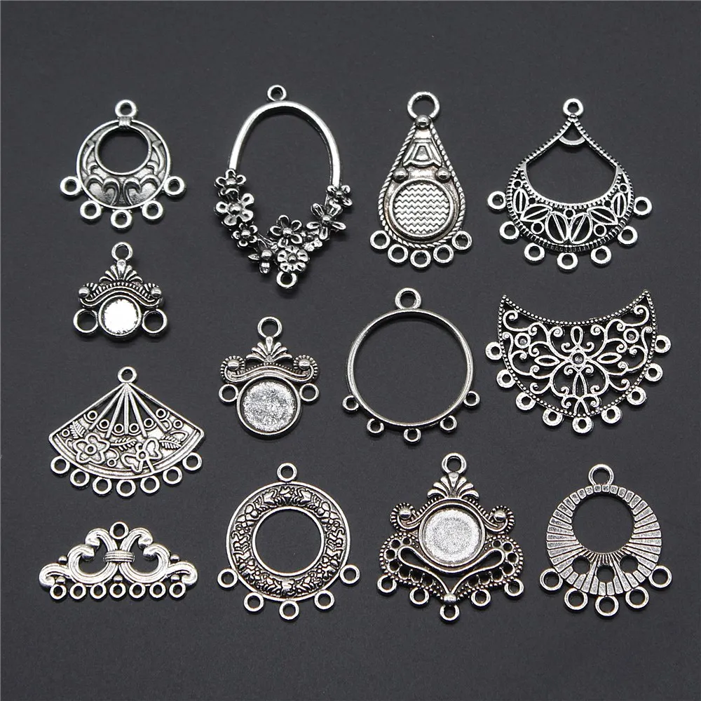 

10pcs Charms Earring Connector Antique Silver Color Earring Connector Charms Earring Connector Jewelry Findings Accessories