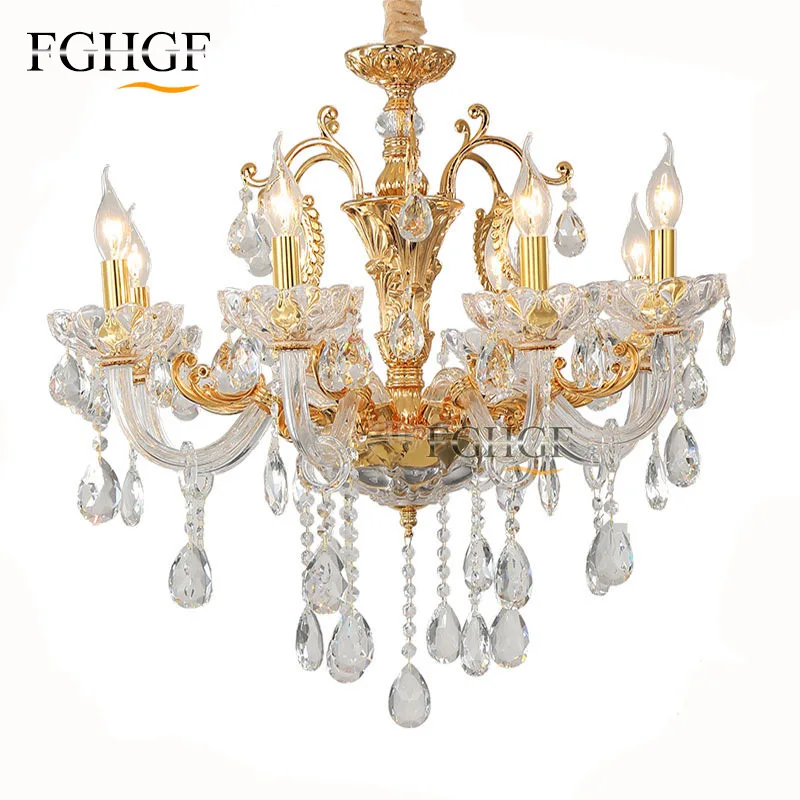 Modern Crystal Chandelier Lighting Candle Bulbs Lustres Golden Chandeliers Hanging Lamp Light for Dining Room Shop Living Room (5)