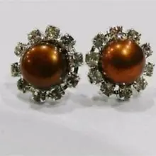 10 пар 8-9 мм шоколадный акойя жемчуг кристалл серьги гвоздики для женщин