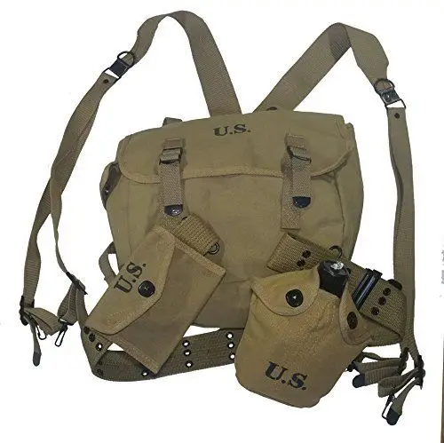 

Combination WW2 WWII US ARMY Soldier M36 Backpack Canteen Belt X Suspenders First Aid Bag - World military Store