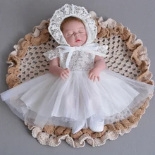 Lace Short-sleeve Baby Dress with Hat for Toddler Infant Christening Baptism Baby Girl 1st 2nd Birthday Party Dresses Lace Short-sleeve Baby Dress with Hat for Toddler Infant Christening Baptism Baby Girl 1st 2nd Birthday Party Dresses
