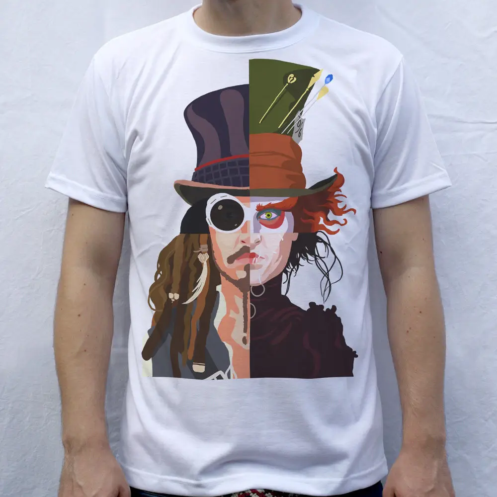 Футболка с принтом Джони Депп Willy Wonka Mad Hatter Jack Sparrow Эдвард Руки-ножницы | Мужская