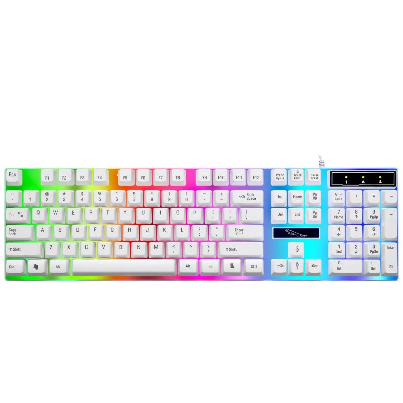 buy Professional Colorful Crack LED Backlit USB Wired PC Rainbow Gaming Keyboard Suspended Keycap with Similar Mechanical Feel