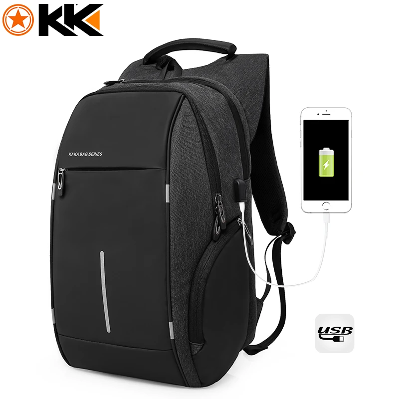 

KAKA fashion brand men backpack nylon waterproof male travel backpacks 15 inch laptop backpack bag with USB Charging