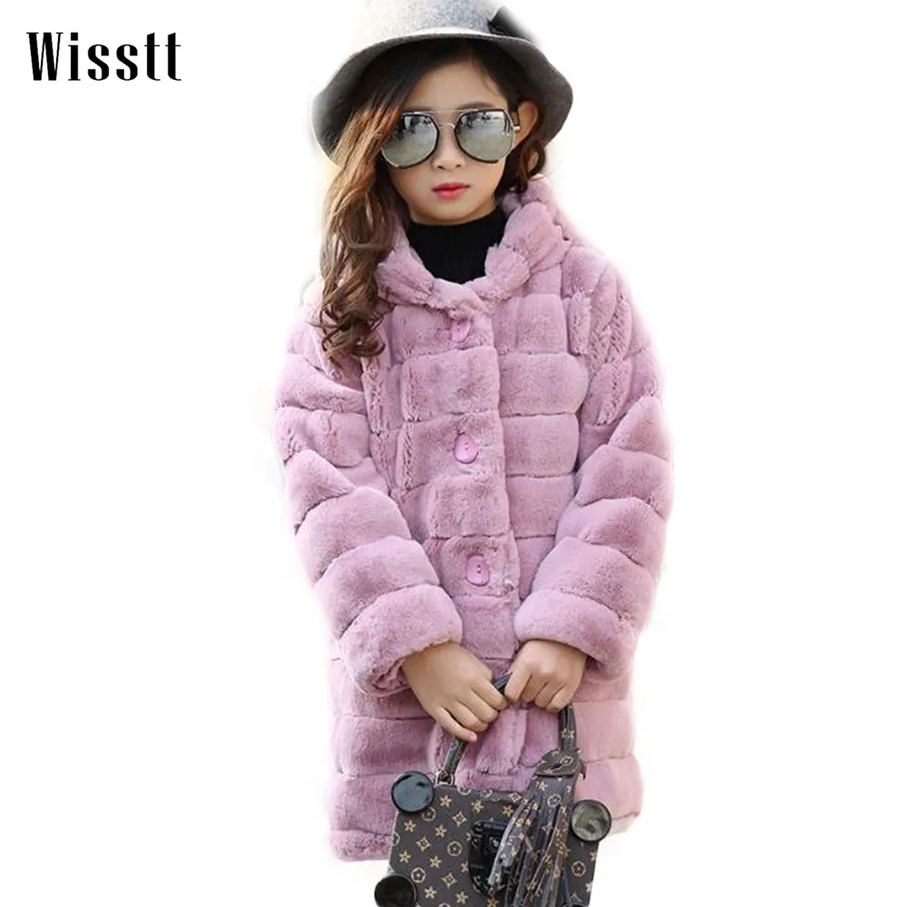 

2017 Girl Children's Clothing Warm Jacket Solid Color Thickening Warm Hood Coat