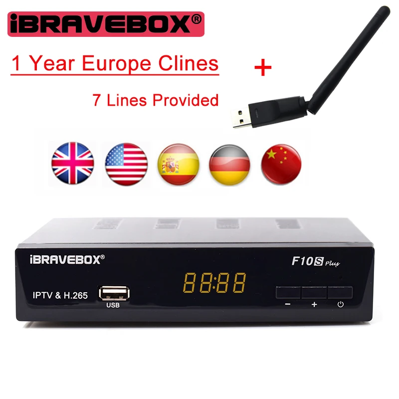 H.265 DVB-S2 iBRAVEBOX F10S PLUS 1 год Европа C-line сервер HD поддержка спутниковый ресивер Италия Испания арабский с Wifi