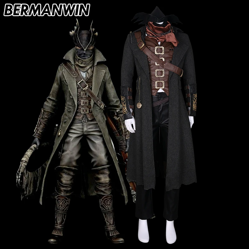 

BERMANWIN High Quality Hot Game Bloodborne The Hunter Cosplay Costume Full Set Halloween Cosplay Costume for adult men