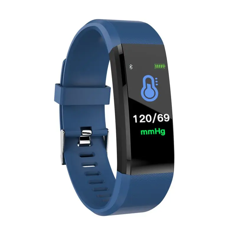 Waterproof Smart Bracelet Watch 115 Plus Blood Pressure Monitoring Heart Rate Monitoring Smart Wristband Fitness Band W - Цвет: A