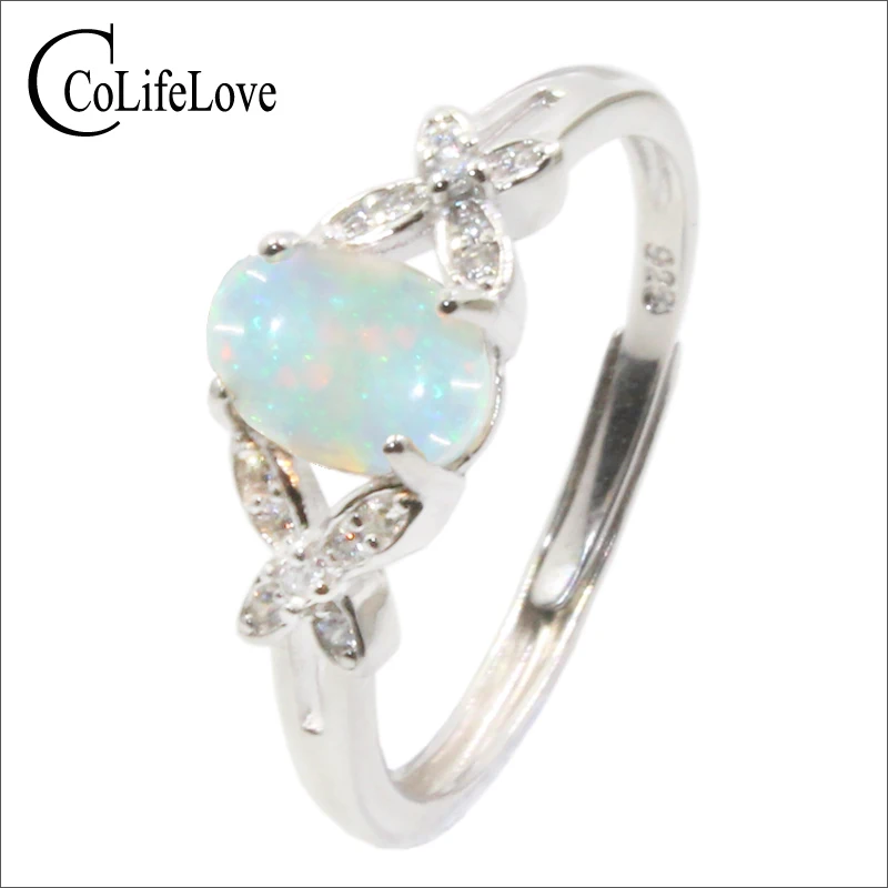 Ceny CoLife biżuteria 100% naturalny Opal pierścień dla kobiety 0.3ct 0.4ct 0.6ct Australia Opal srebrny pierścień stałe 925 srebrny Opal biżuteria