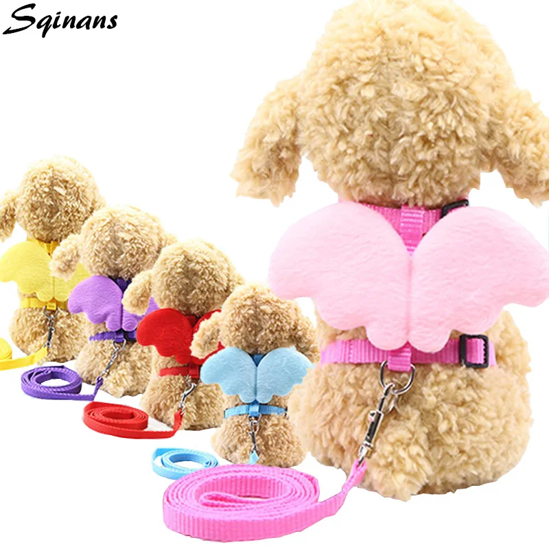 

Sqinans Angel Wings Rabbit Hamster Harness Walking Leash Set Adjustable Small Pet Chest Strap Nylon Rabbit Traction Leash