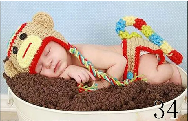 Color monkey newborn one hundred days as the full moon illuminated hand-woven children's photography clothing | Детская одежда и
