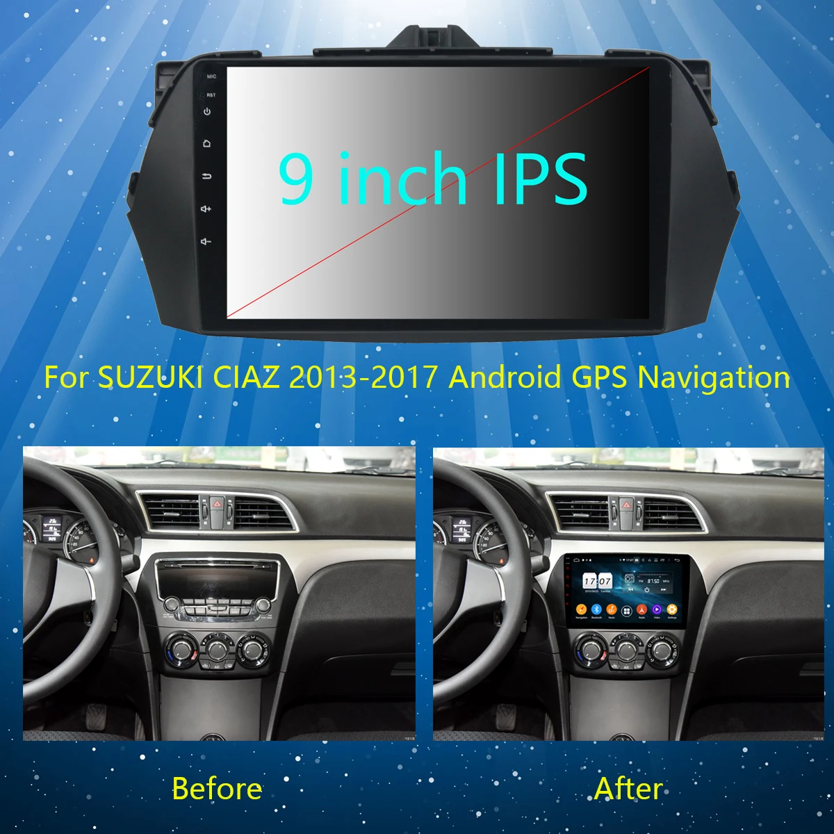 Top 9" IPS Android 9.0 Octa 8 Core 4GB RAM+64GB ROM Car DVD Radio GPS For Suzuki CIAZ 2013-2017 DSP CarPlay Parrot BT Stereo Adas 2