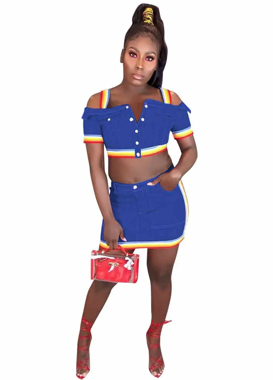 Colorful-Striped-Denim-Mini-Skirt-Set (1)