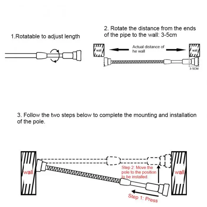 Регулируемая пружина телескопическая штанга Регулируемый трек бар гардероб стержень телескопическая штанга вешалка стержень QP2