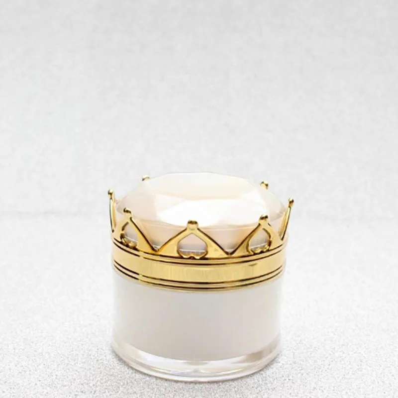 

20ml pearl white crown shape acrylic jar ,luxury 20g gold plastic cosmetic jar for eye cream, essence gel night cream packing