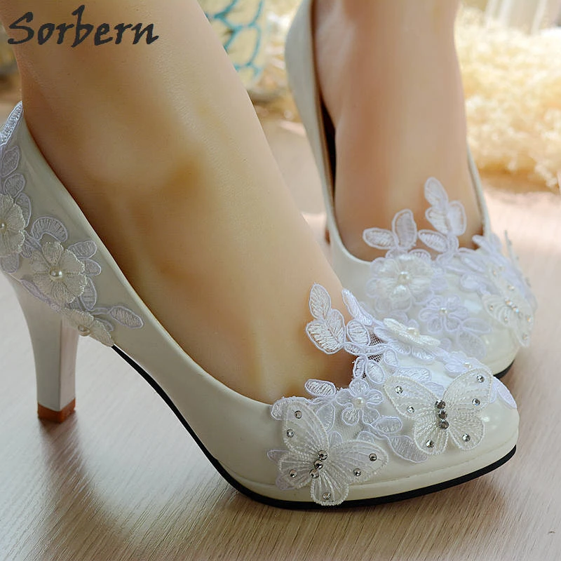 Sorbern Farfalla In Rilievo Scarpe Da Donna Pizzo Bianco Scarpe Da Sposa 4 5 Centimetri 8 Centimetri Tacchi Alti Scarpe Dolce Principessa Talloni Del Partito Party Heels White Lace Wedding Shoeshigh Heel Shoes Aliexpress