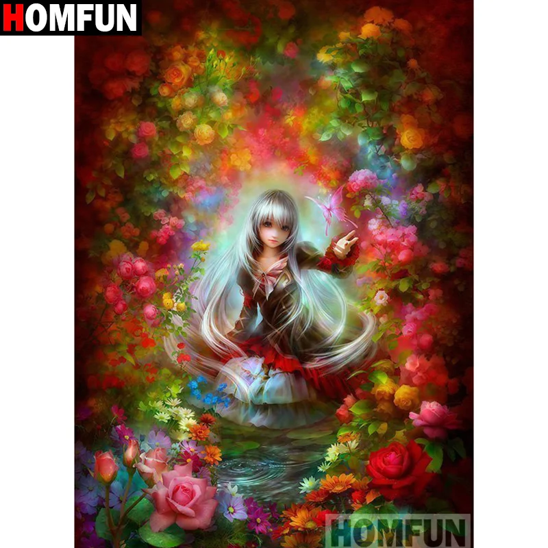 

HOMFUN Full Square/Round Drill 5D DIY Diamond Painting "Flower beauty" 3D Embroidery Cross Stitch 5D Home Decor A13396
