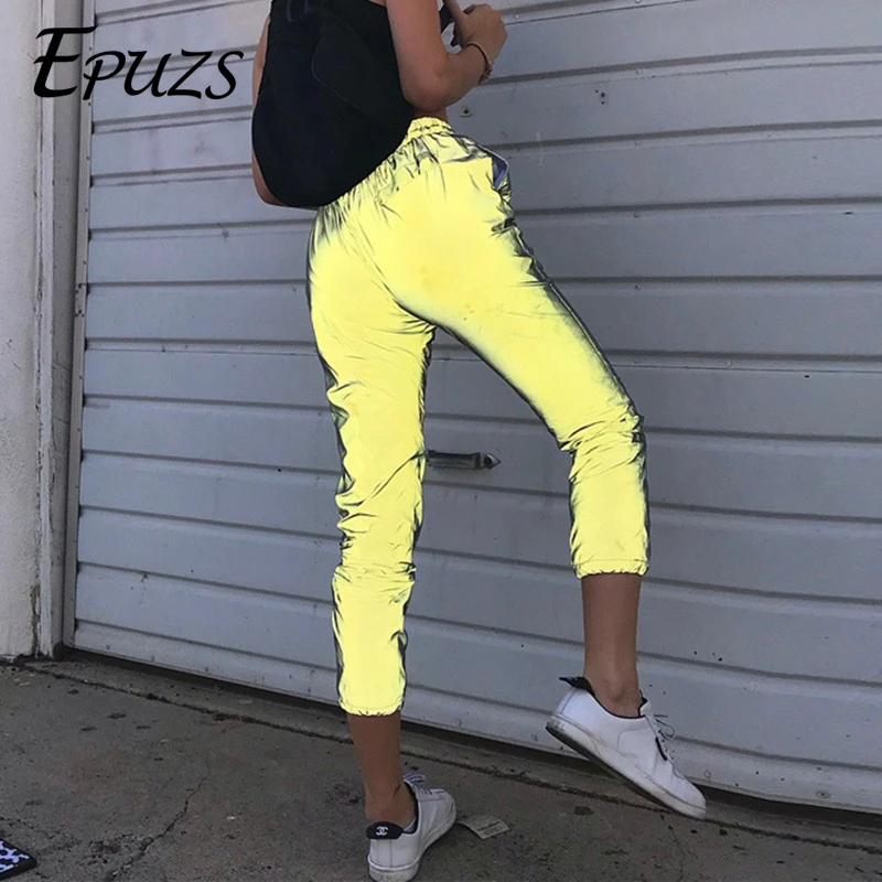 

Reflective pants women high waist harm pants sweatpants jogger punk pantalones mujer korean women casual streetwear trousers