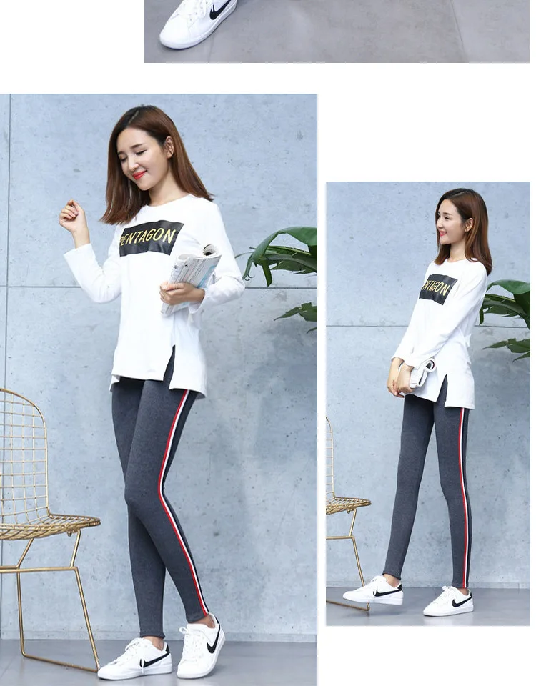 yoga pants 2021 Quality Cotton Leggings Side Stripes Women Casual High-stretch Leggings Pants High Waist Fitness Leggings Female high waisted leggings