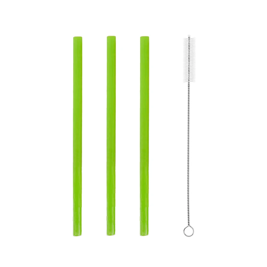 3 шт./лот многоразовые, для питья соломы экологически чистые силиконовые соломинки с чистящей щеткой для дома вечерние аксессуары для бара - Цвет: Upright Green