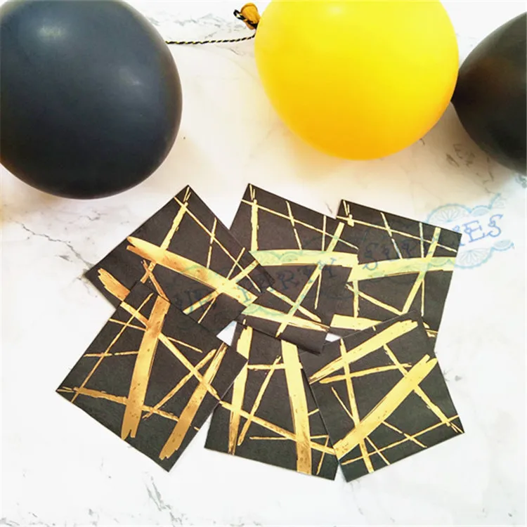 

240pcs Black/White Gold Foil Party Napkins Rose Foil Bachelorette Wedding Servietee Birthday Holloween New Years Eve Decoration