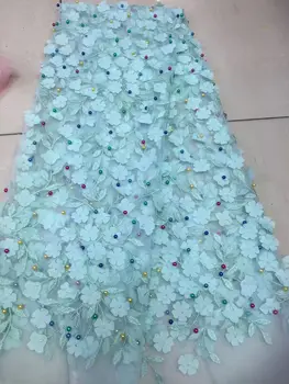 

2017 african cord lace High quality french lace fabric with plenty beads Green African lace fabric for nigerian Wedding dress