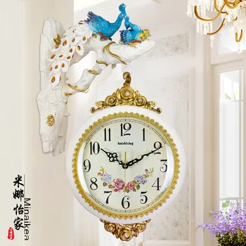 

Large Sitting Peacock Wall Clock Modern Design Double-sided Clock Personality Wall Watch Mechanism Hanging Relogio Parede 5ZB305