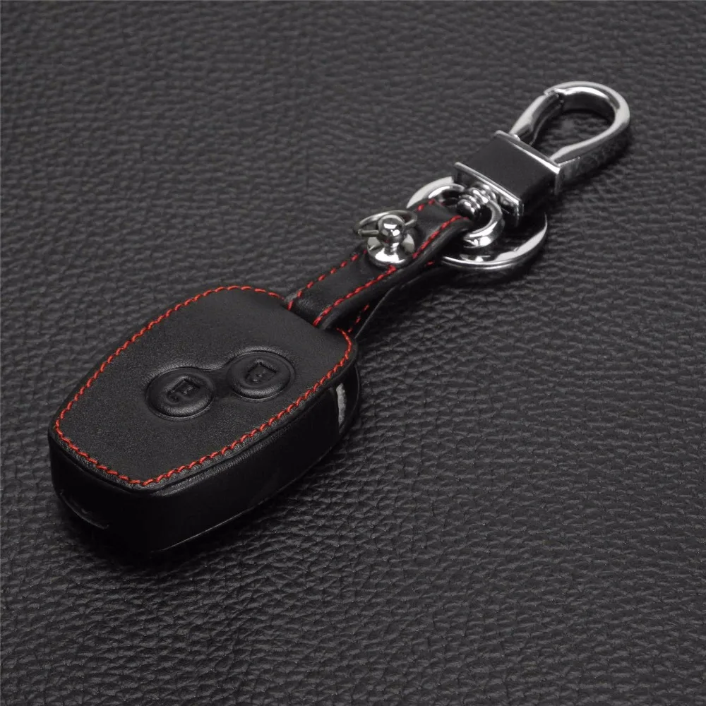 

For Renault Clio Dacia Logan Sandero Megane Modus Espace Kango 2 Button Leather key Cover Case Bag Wallets Key Ring With Buckle