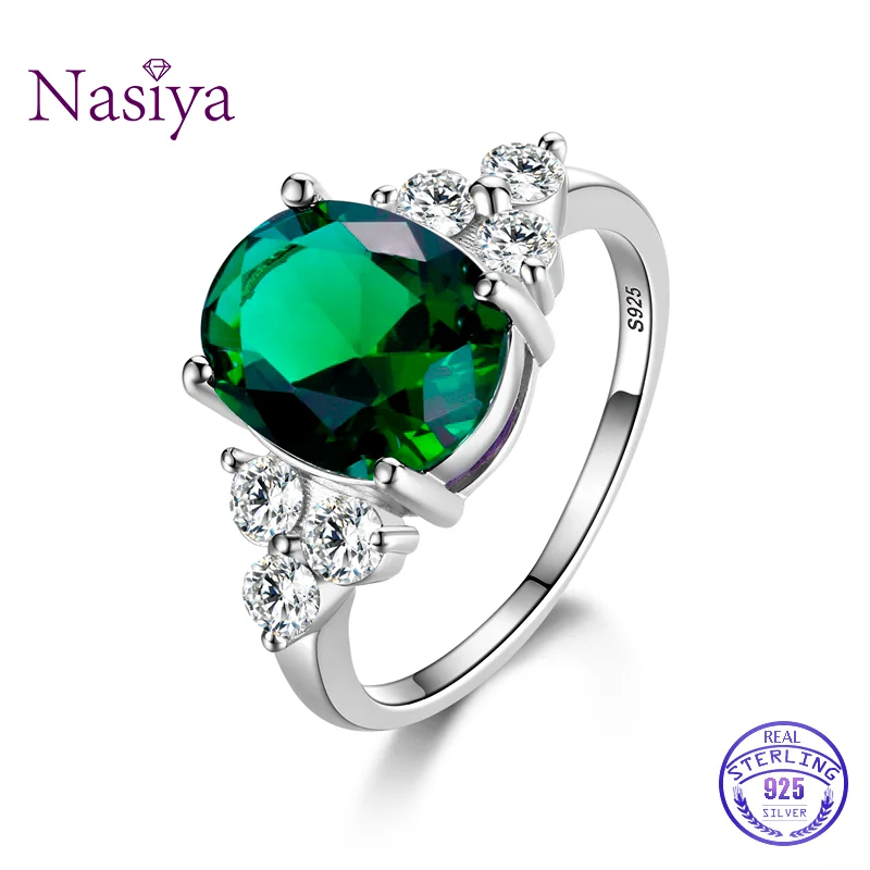 Women's Jewelry 925 Sterling Silver Ring AAAAA Royal Blue Hot Red Grandmother Green Olive Green Zircon Oval Ring Wedding Jewelry Fine Jewelry