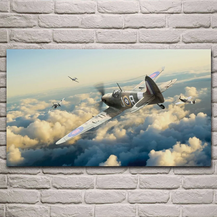 

Battle of Britain Spitfire Messerschmitt Bf 109 dogfight living room decoration home art decor wood frame fabric poster KJ300