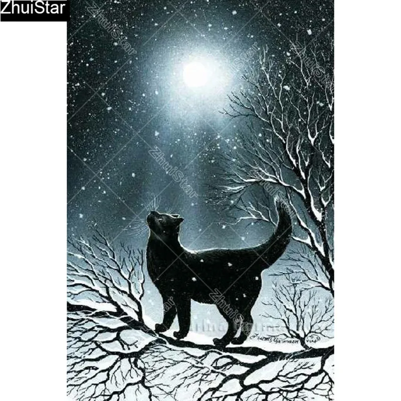 

Full Square 5D DIY Diamond Painting "Black cat" Embroidery Cross Stitch Mosaic Home Decor Gift CJ36