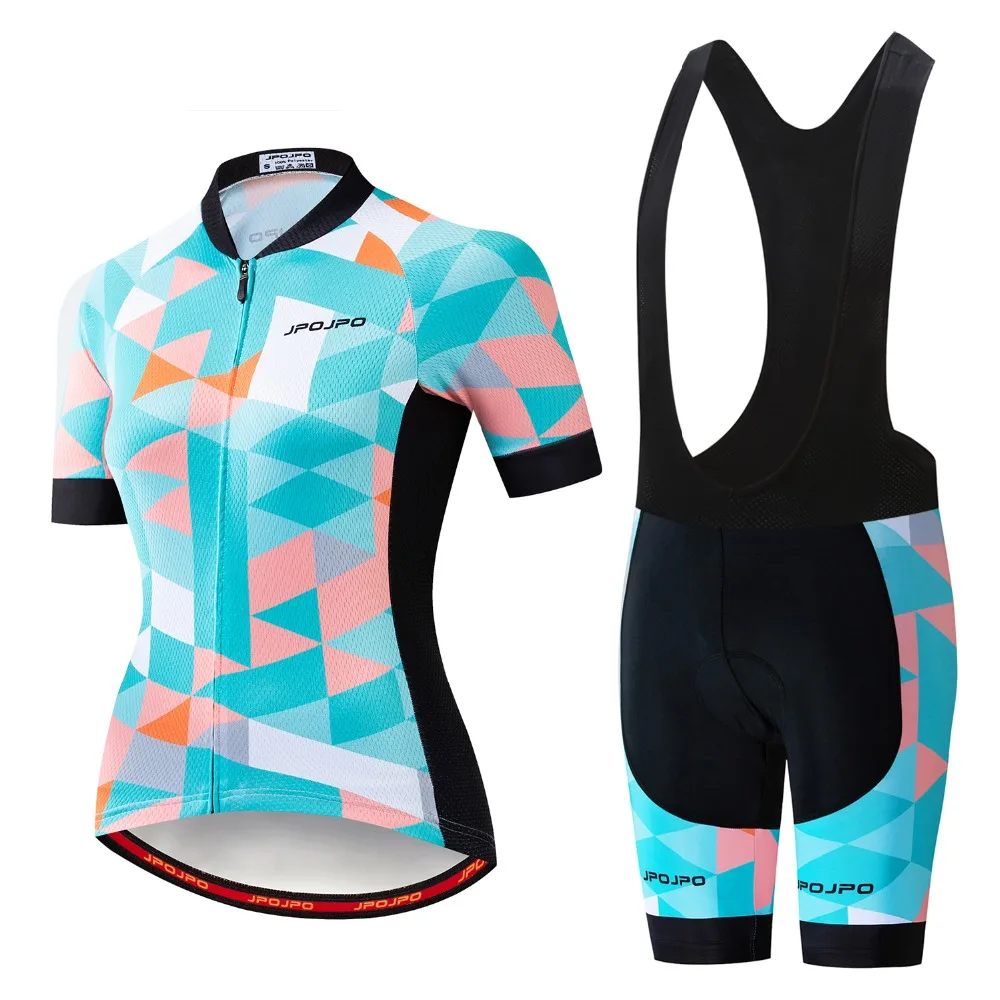 2019 MTB Bike Jersey bib shorts set Ropa Ciclismo maillot Women Cycling jersey Suit bicycle Top shirts Bottom Female wear Blue