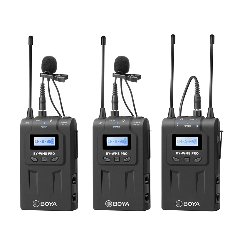 BOYA BY-WM8 Pro-K2 UHF Беспроводной двухканальный петличный микрофон система для DSLR камеры видеокамеры смартфон интервью ENG EFP