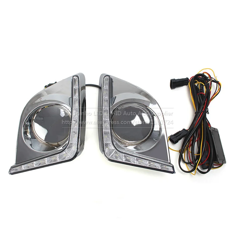  White Yellow  Car LED Daytime Running Light DRL Daylight Fog Lamp Headlight Kit  For Toyota Levin Corolla DRL 2014 2015 2016