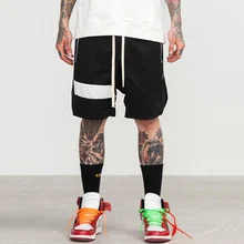 April MOMO шорты хип-хоп брендовая одежда уличная нарисованная Веревка на молнии шорты для бега сетчатые свободные шорты в стиле хип-хоп мужские