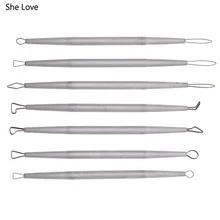  Chzimade 7pcs Stainless Steel Aluminum Polymer Clay Tools Pottery Ceramic Sculpting Tools Carving Wire End Ribbon Tools 