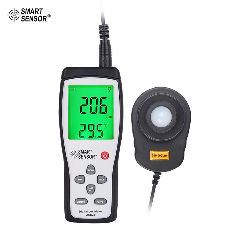 

Digital Split Type Lux Meter Light Meter Illuminance Flow Meter Light Measurement 1~100.000lux Smart Sensor AS823