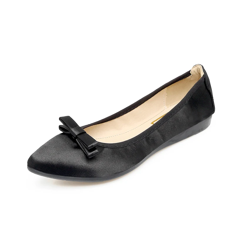 2019 Spitz Frühling Frauen Schuhe Seide Bogen Slip Auf Müßiggänger Korean Stil Flache Damen Schuhe Faltbare Ballett Frauen Flache WSH2543
