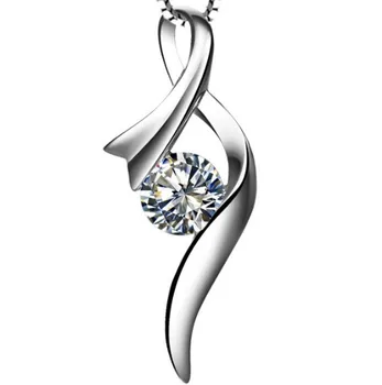 

Ribbon Designer Gold 585 0.5CT Pendant Sweater Necklace SONA Synthetic Diamant Pendant Slide Engagement Genuine 585 Gold Jewelry