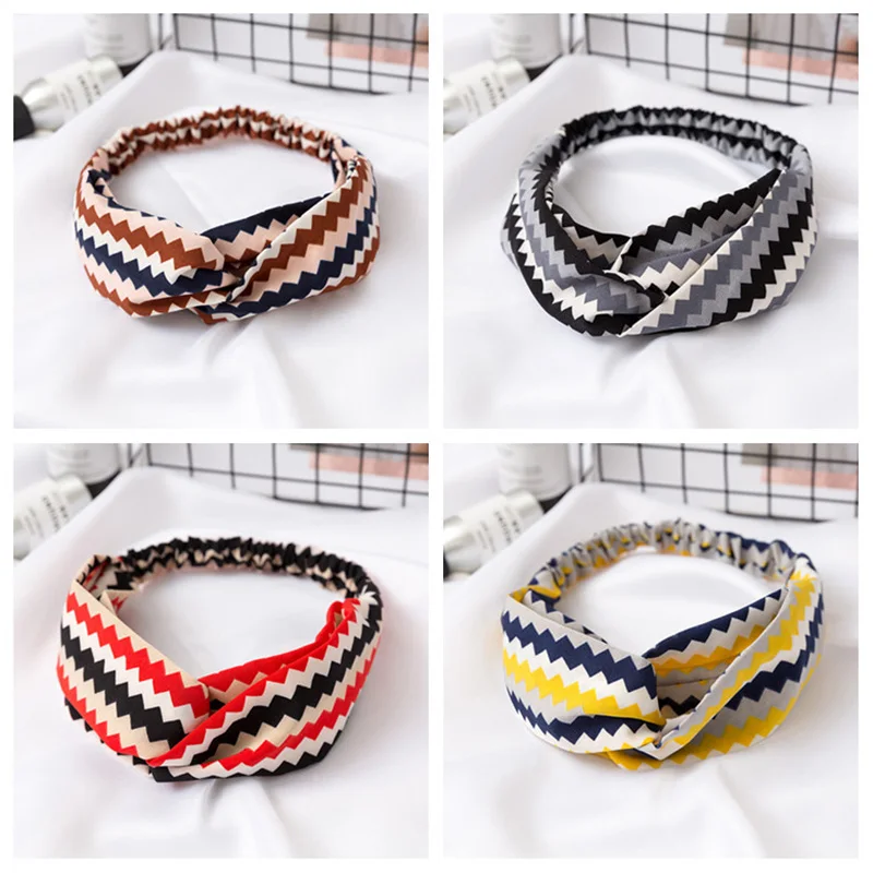 

Fashion Print Striped Headband Elastic Hairbands For Women New Headwear Female Wash Face Head Band Hair Accessories Haarband