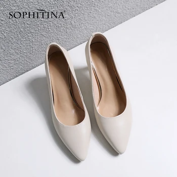

SOPHITINA New Sexy Pointed Toe Ladies Pumps Casual Slip-On Square Heel Shoes Fashion Office Shallow High Heel Women Pumps SO207