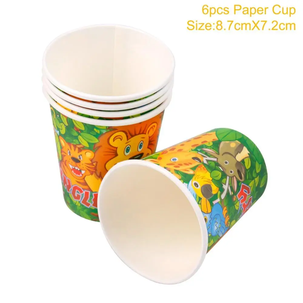 FENGRISE воздушный шар в виде животных джунглей для вечеринки в стиле сафари, воздушный шар 0, 1, 2, 3, 4, 5, 6, 7, 8, 9 цифр, воздушный шар в виде джунглей, товары для вечеринки на день рождения - Цвет: Animal paper cup