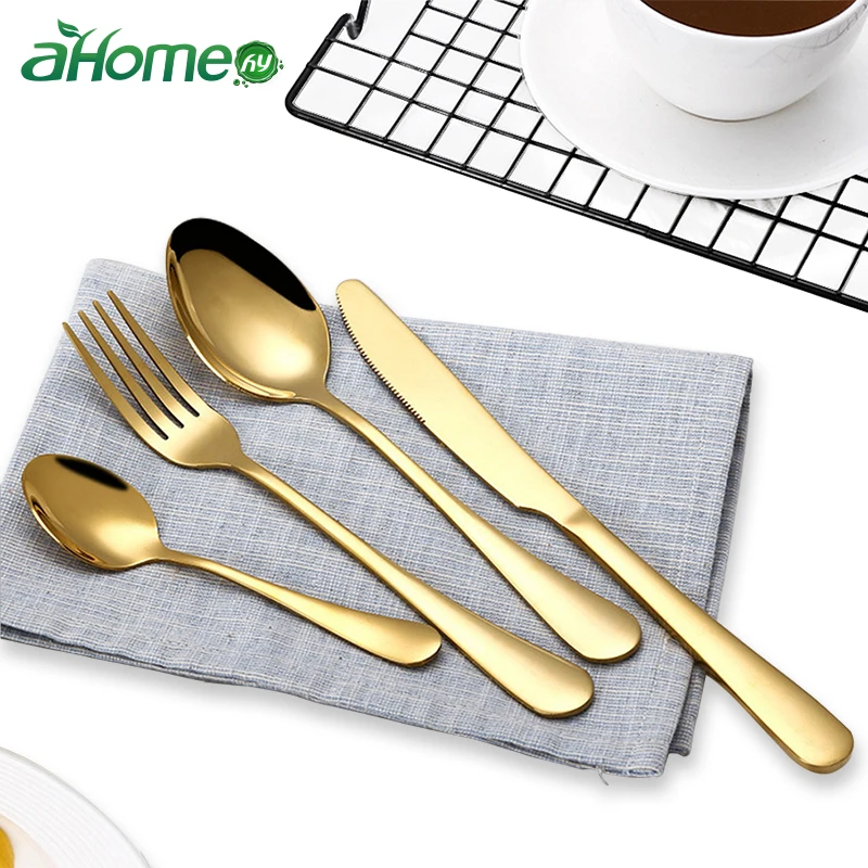 

4Pcs/set Flatware Set Stainless Steel Cutlery Tableware Western Food Family Hotel Dinnerware Dinner Set Fork Knife Spoons